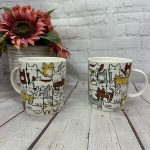 NWT prima design Cat Patterned Mug Set - Multicolor traditional cat mom